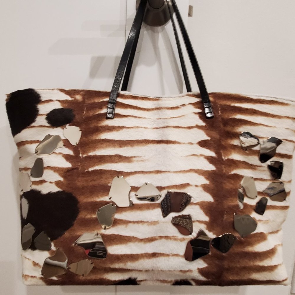 FENDI Large Zebra Print Calf Hair Tote - Picture 2 of 8